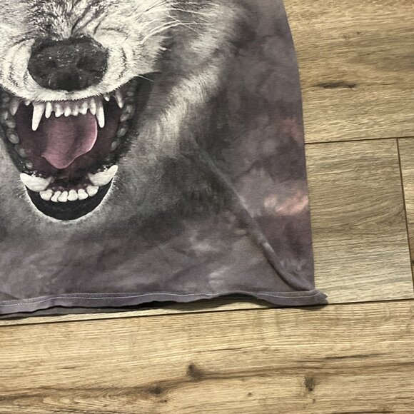 The Mountain Wolf Face Graphic T Shirt Adult SZ LARGE Gray Tie Dye Wildlife 2014 - Picture 4 of 9